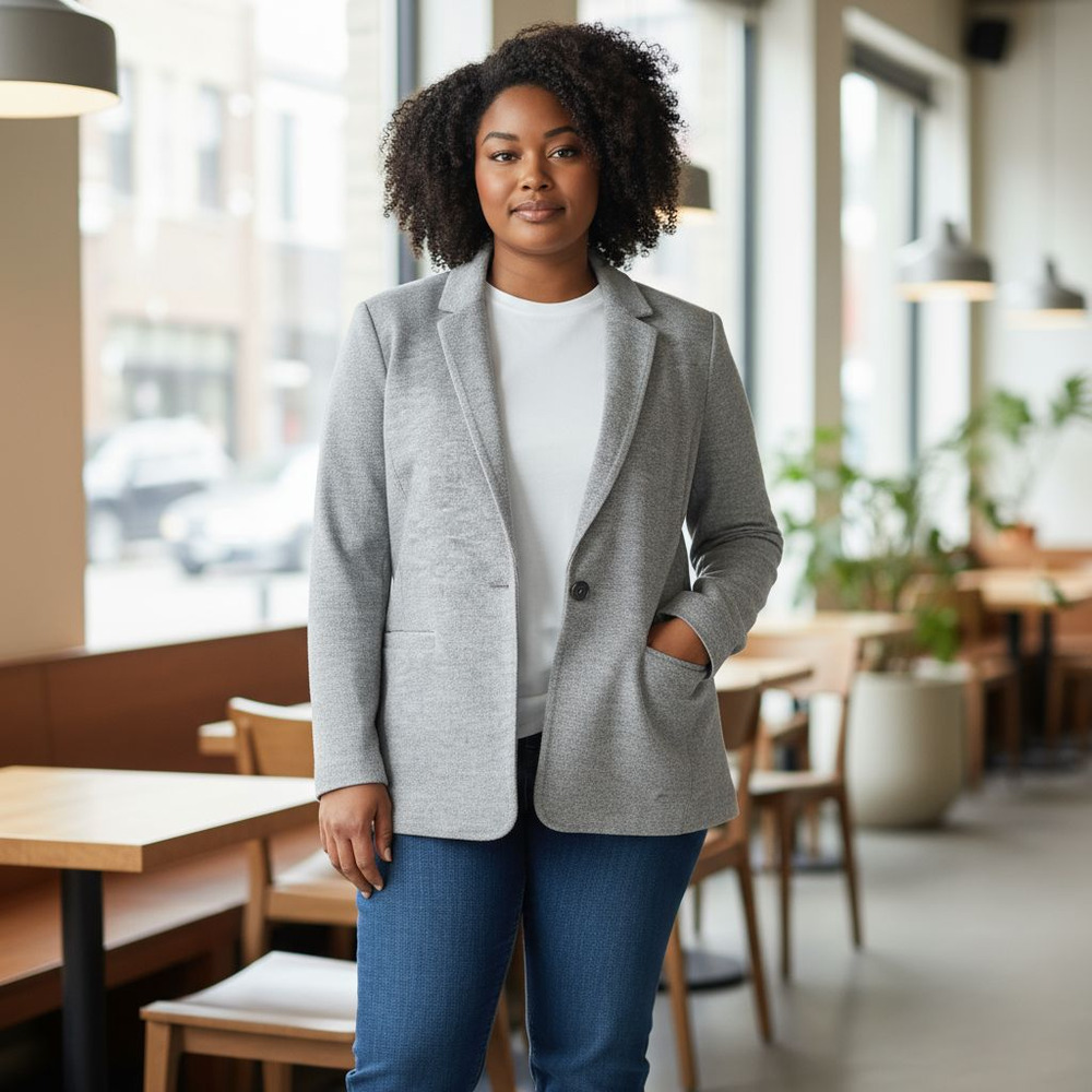 Talbots Light Gray Boiled Wool One Button Blazer … - image 1